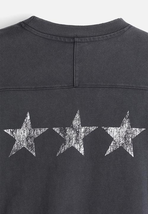 H&M - Oversized fit cropped T-shirt - dark grey/sfca