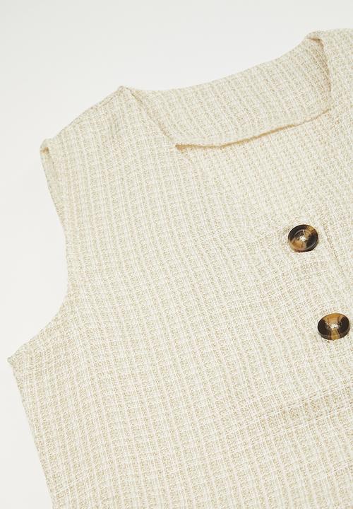 Pop Candy - Pointed hem vest with elasticated waist shorts - neutral