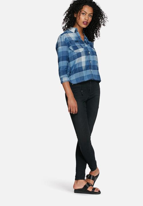 ONLY - Nori check denim shirt