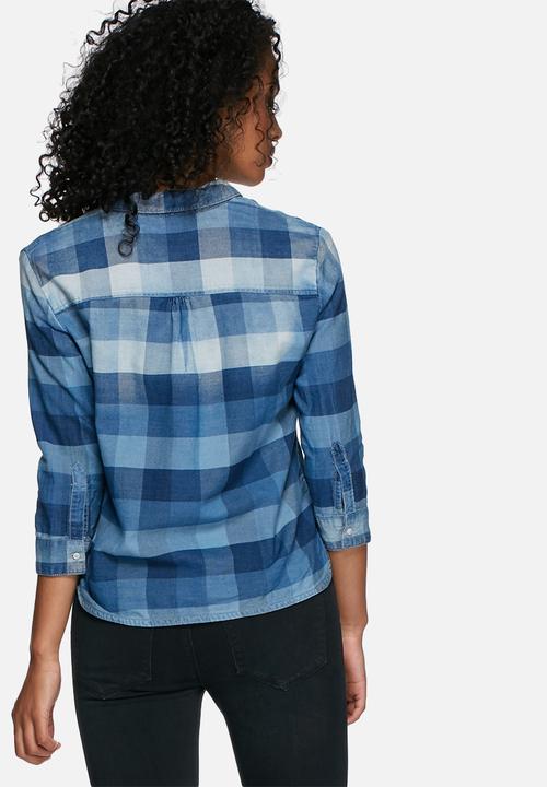 ONLY - Nori check denim shirt