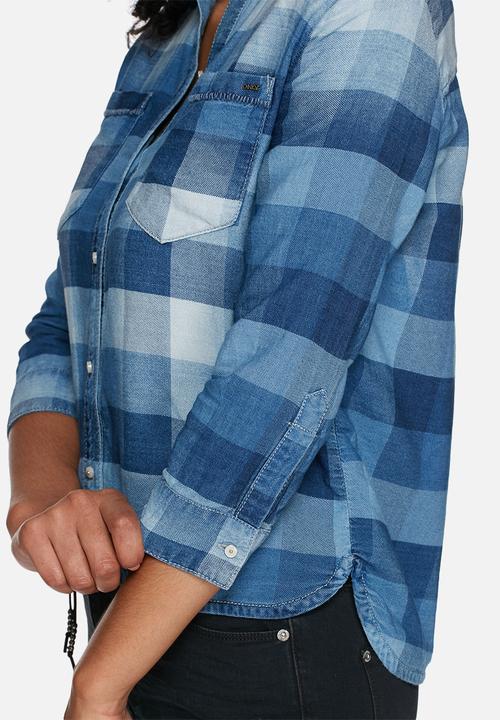 ONLY - Nori check denim shirt