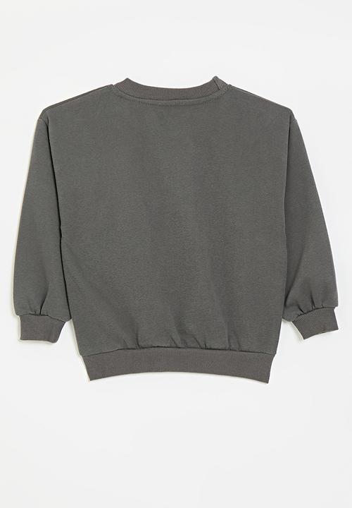 Pop Candy - Applique print sweat top - dark charcoal