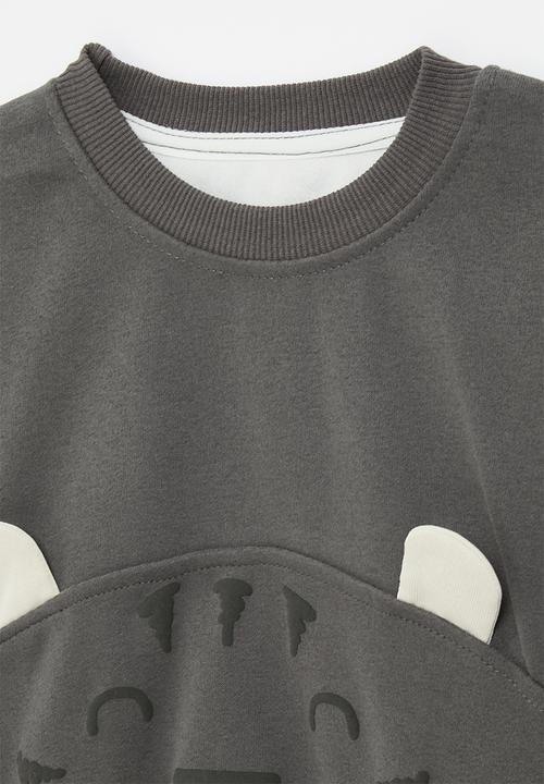 Pop Candy - Applique print sweat top - dark charcoal
