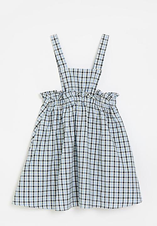 Pop Candy - Apron dress - blue/black windowpane check
