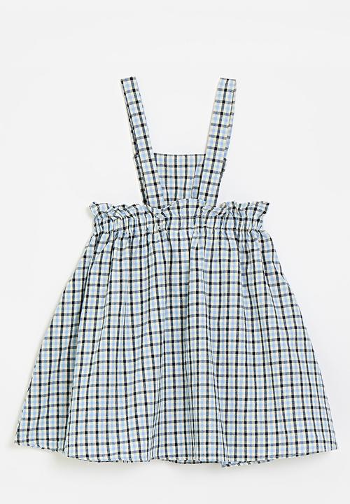 Pop Candy - Apron dress - blue/black windowpane check