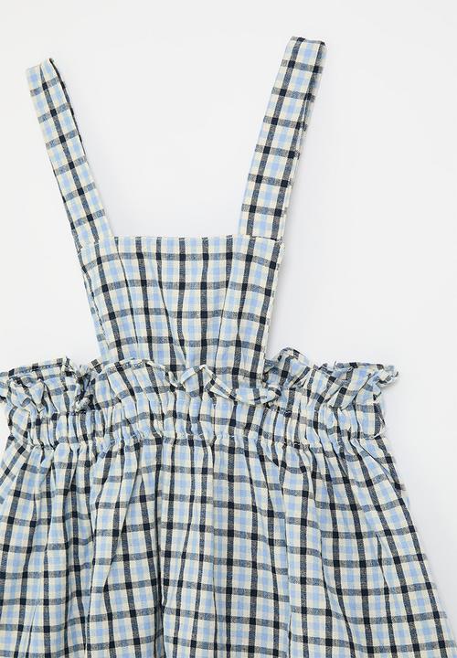 Pop Candy - Apron dress - blue/black windowpane check