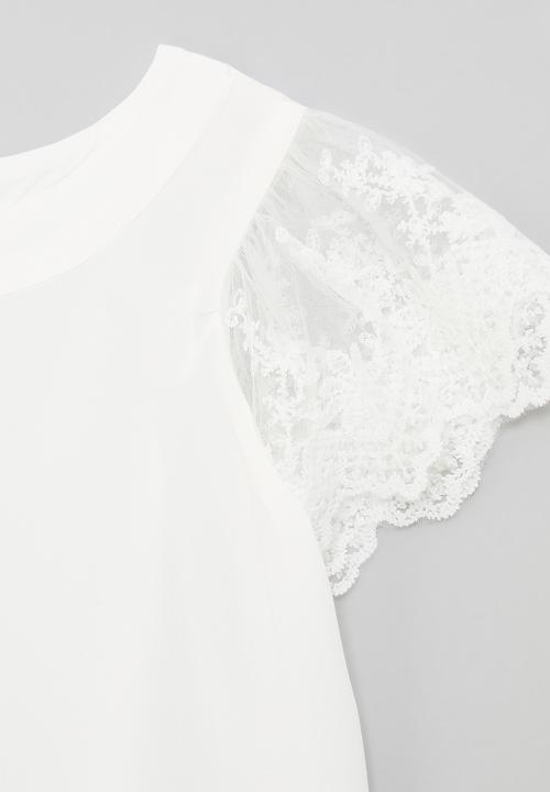 Pop Candy - Lace sleeve tee - white