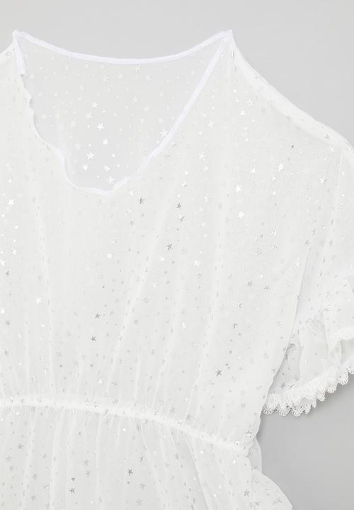 Pop Candy - Star covered swimsuit cover-up - white