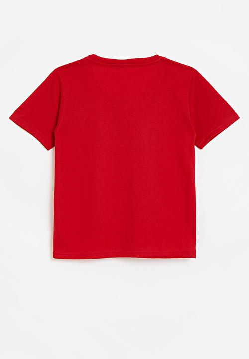 Pop Candy - Slogan print crew neck tee - red/good vibes only