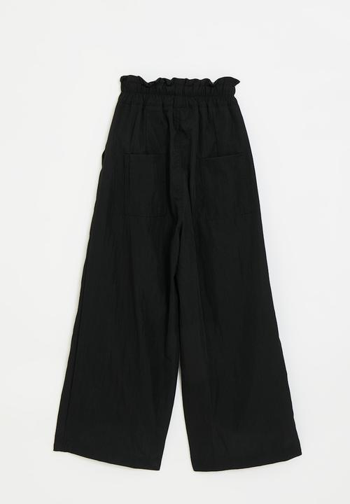 Pop Candy - Paper bag wide leg pants - black