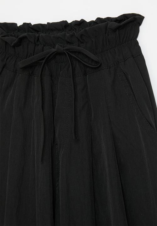 Pop Candy - Paper bag wide leg pants - black