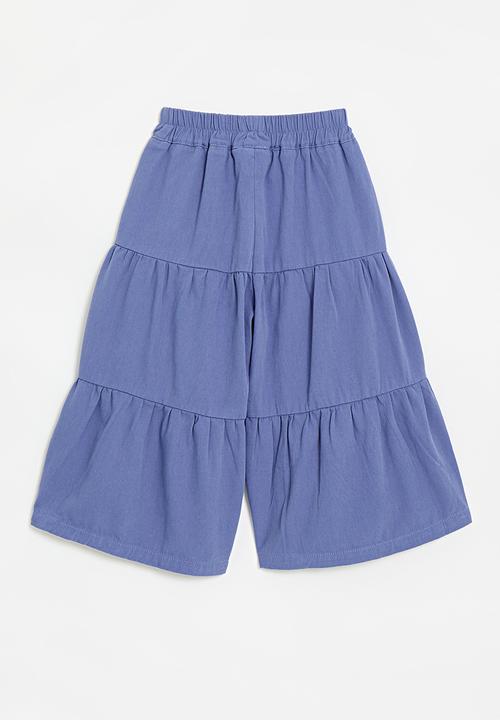 Pop Candy - Tiered pants with slanted inset pockets - cornflower blue