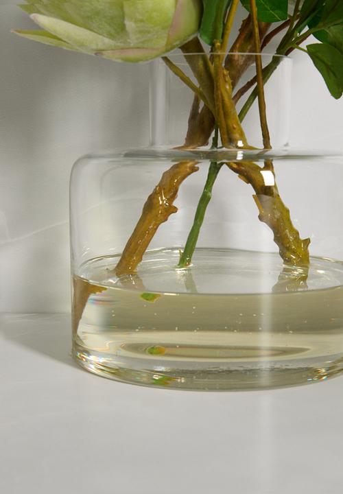Silk By Design - Protea green with foliage in jar vase