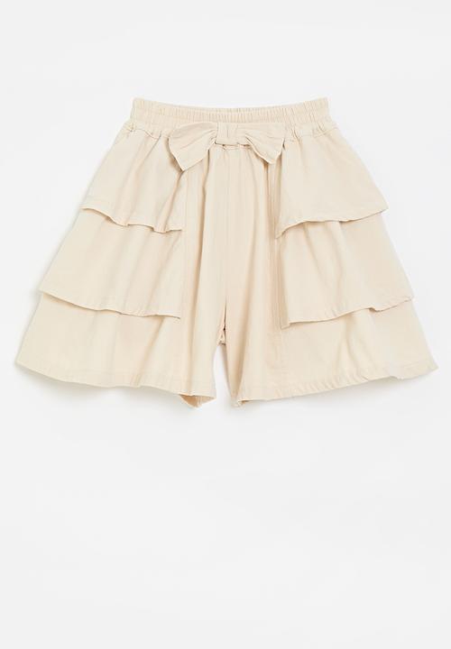 Pop Candy - Tiered shorts - cornsilk white