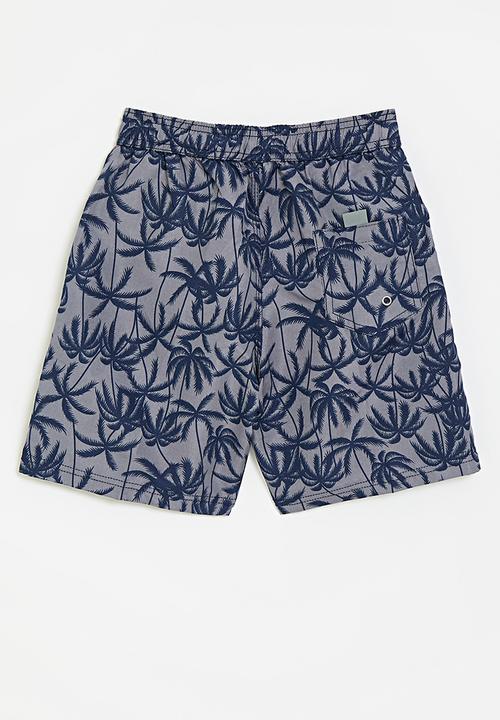 Pop Candy - Palm tree printed board shorts - cool grey