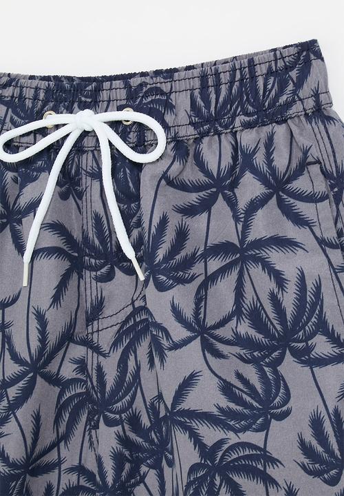 Pop Candy - Palm tree printed board shorts - cool grey