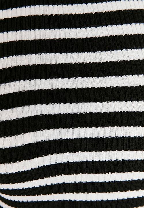Trendyol - Plus size striped ribbed sweater  - black