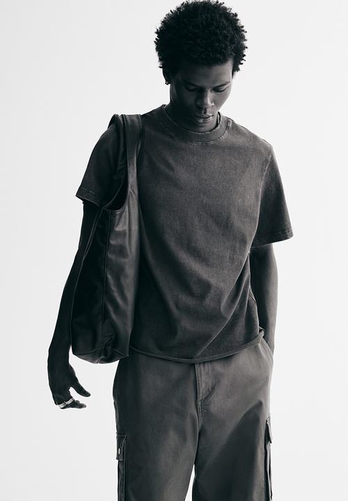 H&M - Regular fit washed T-shirt - dark grey