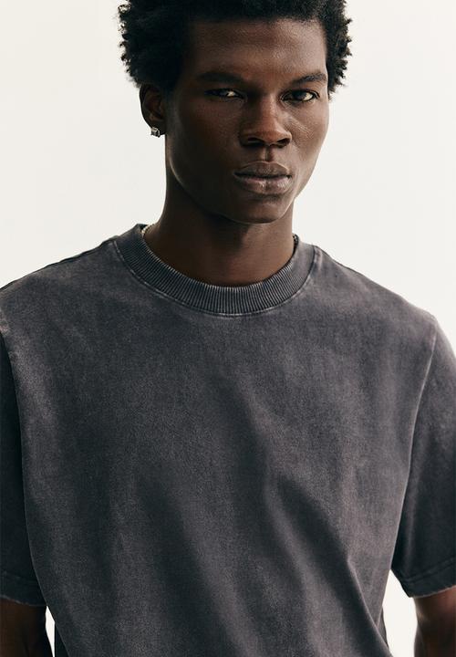 H&M - Regular fit washed T-shirt - dark grey