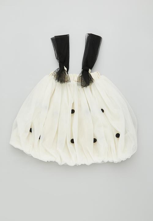Pop Candy - Tulle organza bubble dress - white/black dots