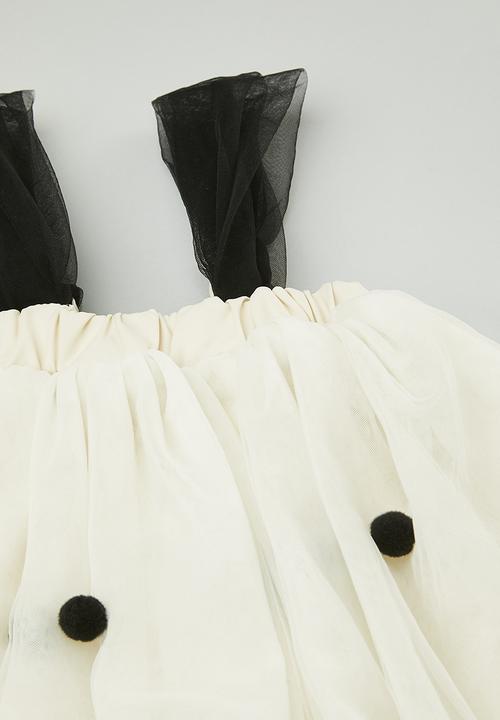 Pop Candy - Tulle organza bubble dress - white/black dots
