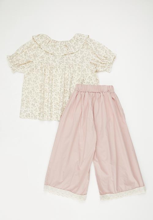 Pop Candy - Top & pants set - ecru & pink