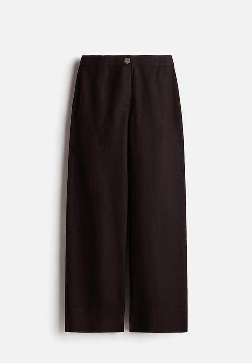 H&M - Linen-blend trousers - dark brown