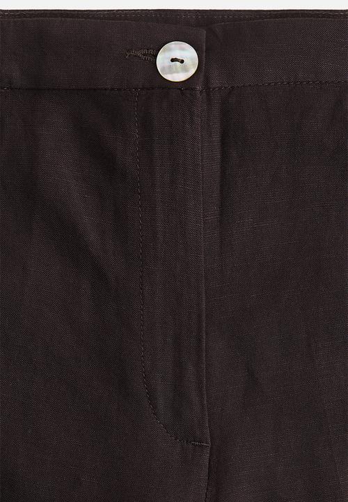 H&M - Linen-blend trousers - dark brown