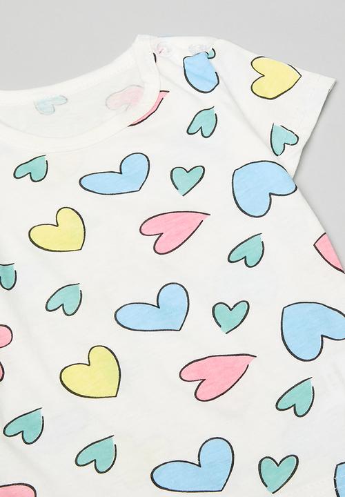 Pop Candy - Heart all-over print pj set - off white