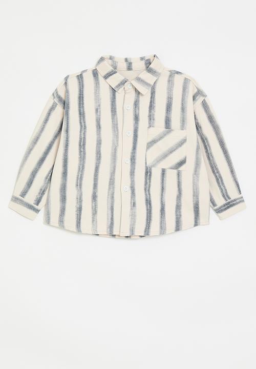 Pop Candy - Brushstroke striped shirt - blue/neutral