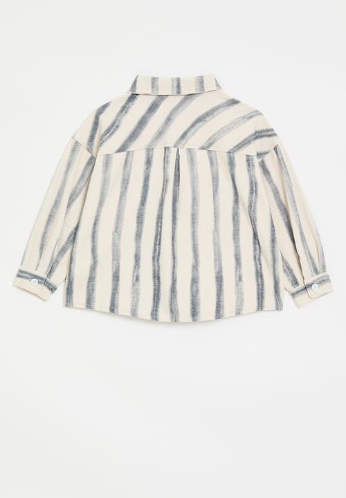 Pop Candy - Brushstroke striped shirt - blue/neutral