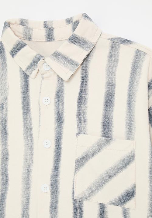 Pop Candy - Brushstroke striped shirt - blue/neutral