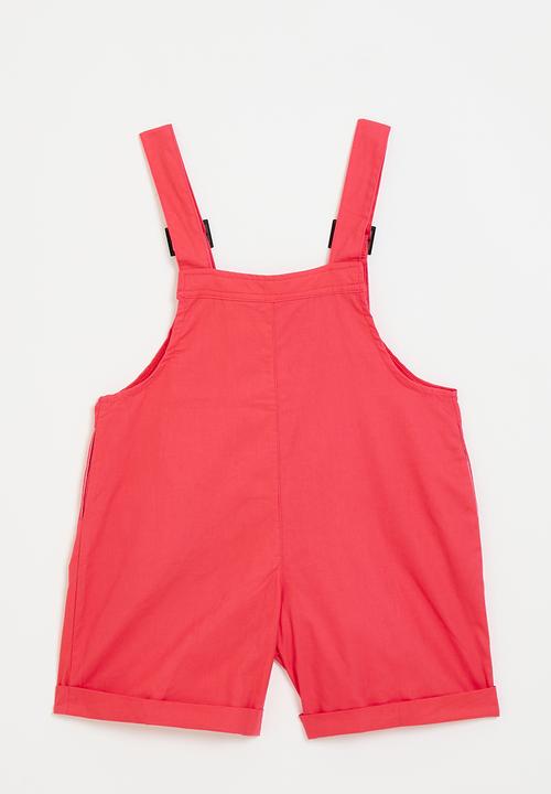 Pop Candy - Short dungarees with adjustable buckle strap - dark pink
