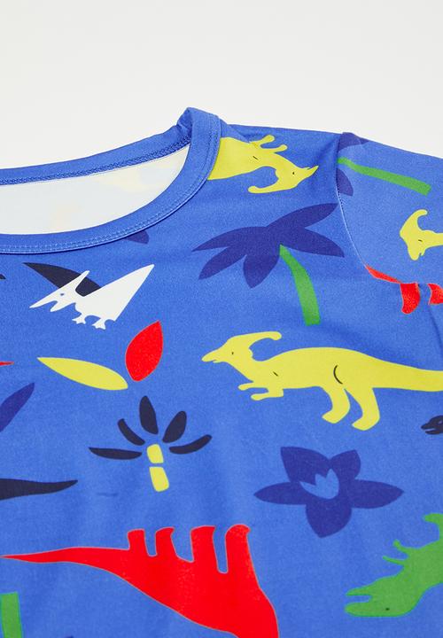 Pop Candy - Dino multi tee with shorts - true blue