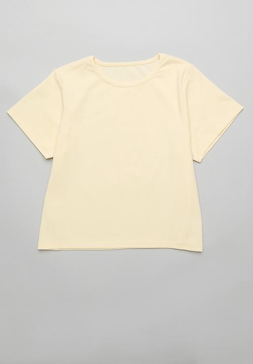 Pop Candy - Tee with peplum cami - lemon chiffon/white