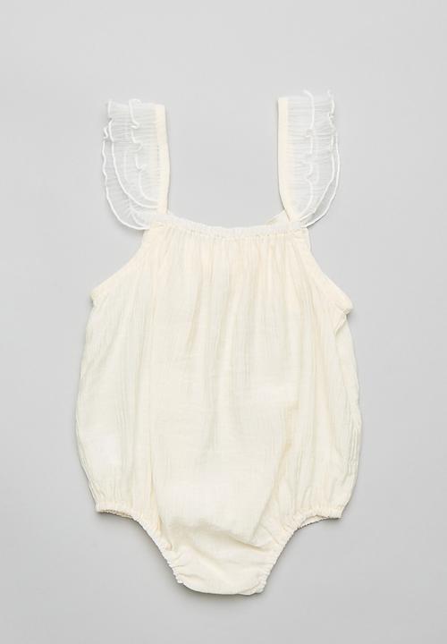 Pop Candy - Crinkled cotton bodysuit with bow feature - cream