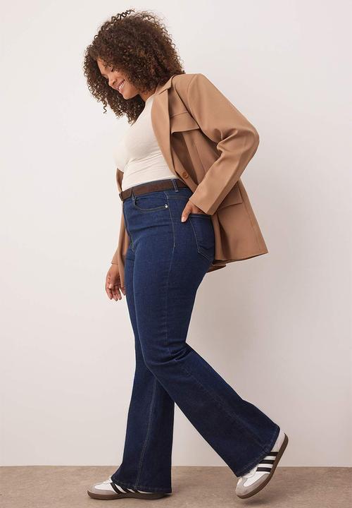Trendyol - Plus size indigo high waist comfort flare fit jeans - indigo