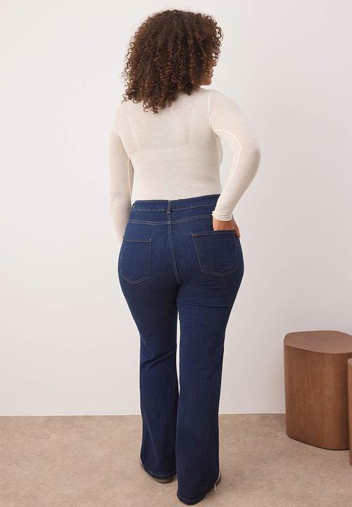 Trendyol - Plus size indigo high waist comfort flare fit jeans - indigo