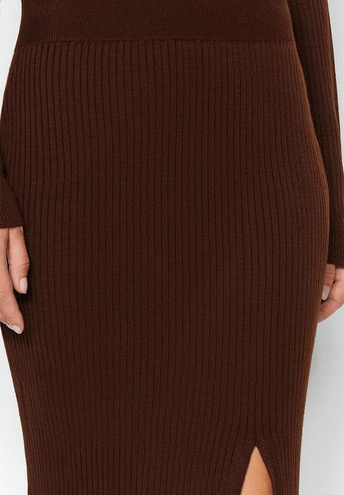 Trendyol - Crop Knitwear Set - Brown