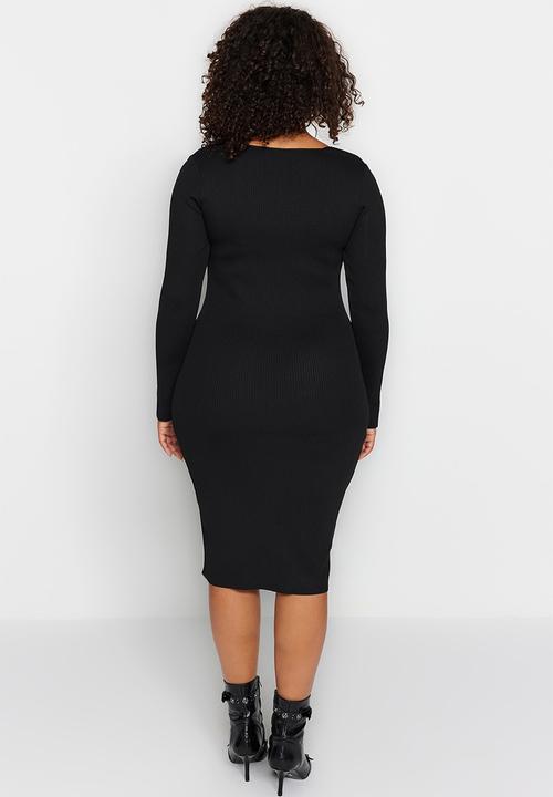 Trendyol - Plus size knitwear dress - black