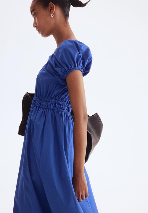 H&M - Off-the-shoulder poplin dress - blue