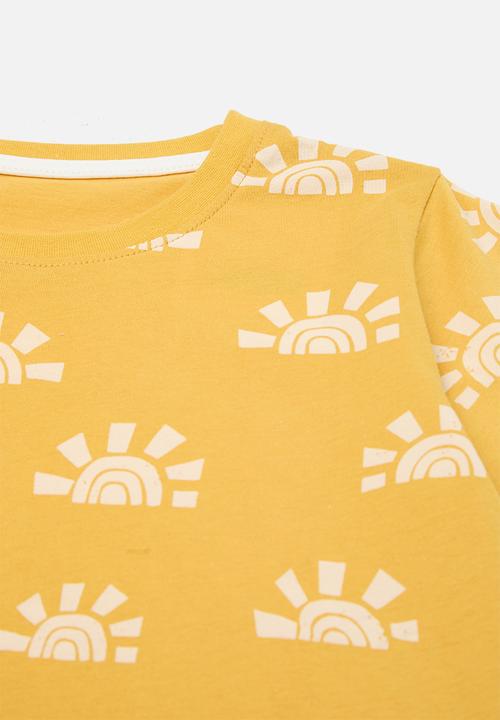 Pop Candy - Sun all-over print tee with shorts - mustard