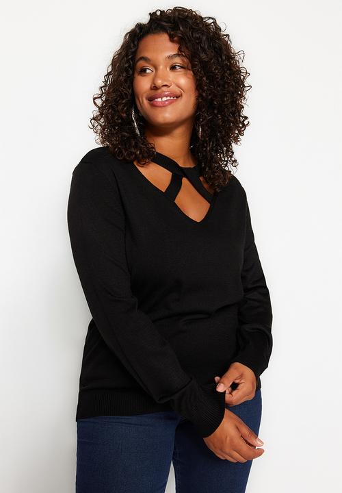 Trendyol - Plus size cut out sweater - black
