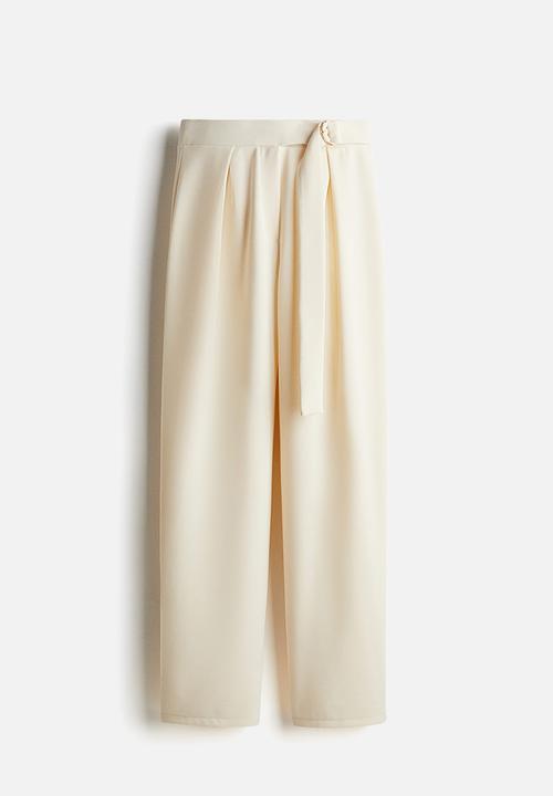 H&M - Belted trousers - cream