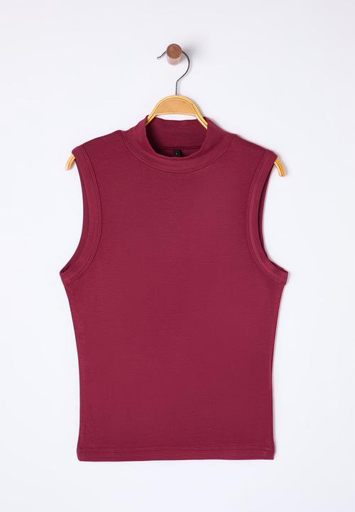 Trendyol - Stretchy Fitted Knitted Blouse - Burgundy