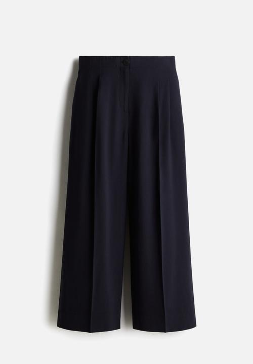 H&M - Wide ankle-length trousers - navy blue