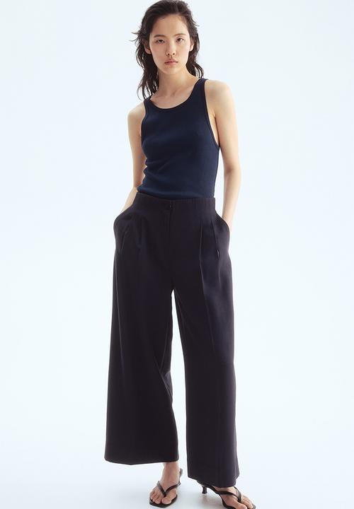 H&M - Wide ankle-length trousers - navy blue