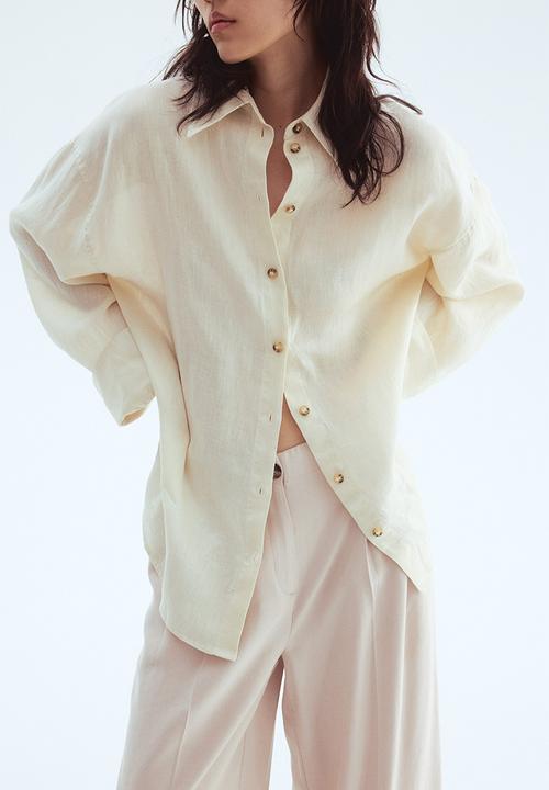 H&M - Wide ankle-length trousers - light beige