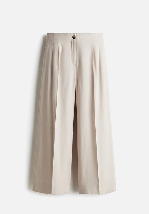 H&M - Wide ankle-length trousers - light beige