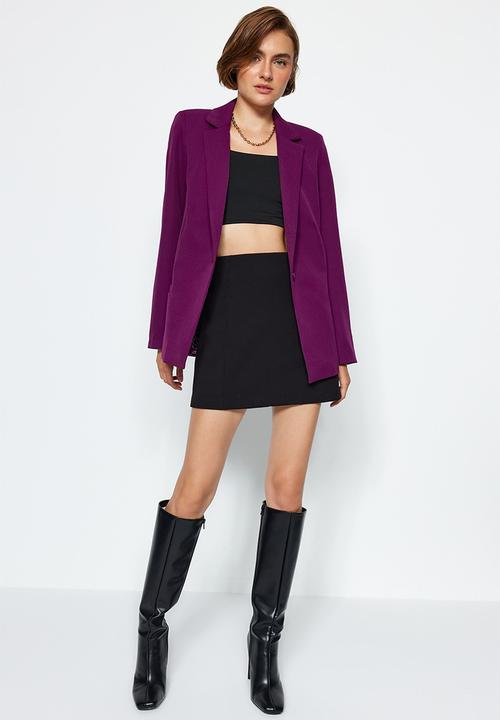 Trendyol - Regular Woven Blazer Jacket with Lining Details - Dark Purple